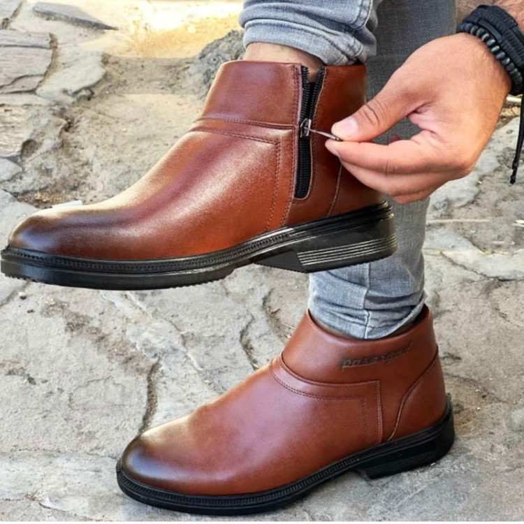کفش نیم بوت چرم مردانه پاسارگاد قهوه ای مردانه مدل ونیز سایز ۴۰ تا ۴۴