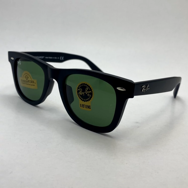 عینک آفتابی ویفرر ریبن rayban WAYFARER شیشه سنگ سبز فریم مات سایز 50 به همراه پک کامل اورجینال RB 2140